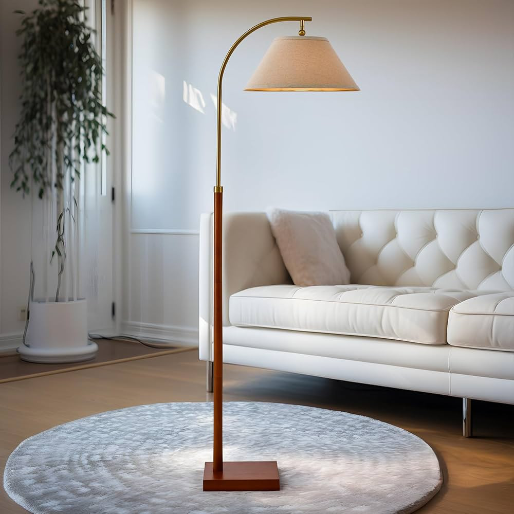63.25" Gold Floor Lamp for Living Rooms Tall Arc Standing Lamps for Bedrooms Tall Lamps with Foot... | Amazon (US)