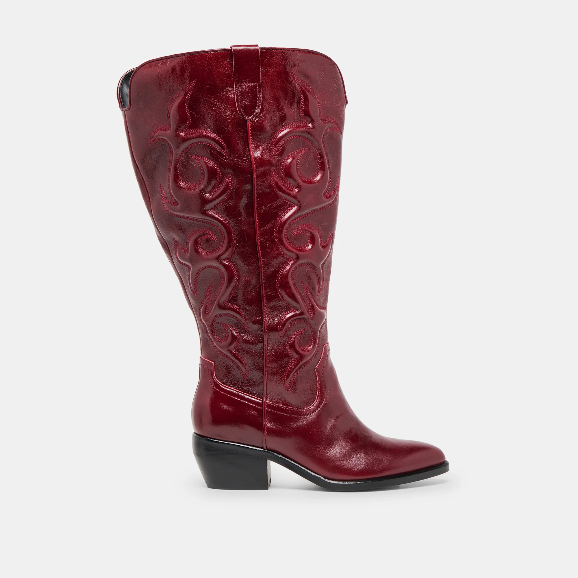 Mirla Oxblood Leather Extra Wide Calf Boots | Dolce Vita | DolceVita.com