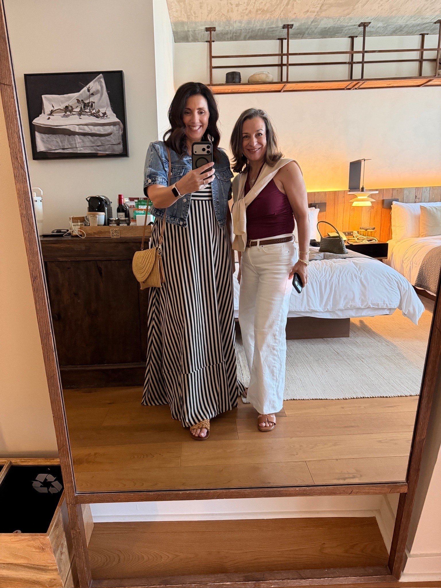 Summer outfit details we’re loving right now, striped maxi dress, cropped denim jacket, white wide leg jeans, burgundy tank top, woven crossbody bag, neutral sandals, and everyday gold jewelry. Easy vacation outfits and elevated casual looks with classic pieces you can mix and match all season long.

#LTKgrwm #LTKmomlife #LTKootd