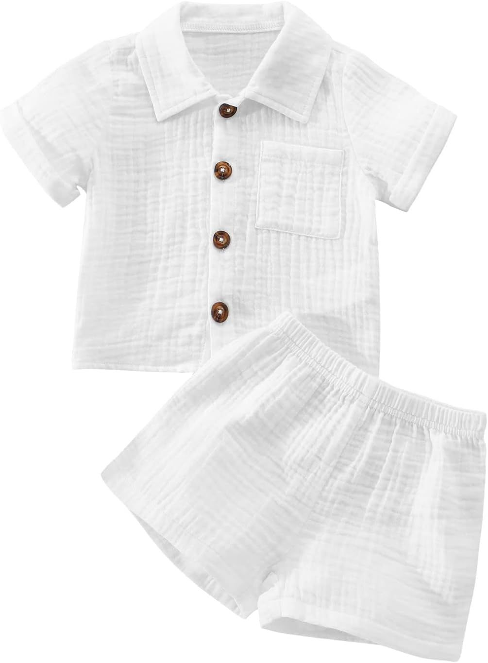 Baby Boys Clothes Set Toddler Infant Boys Button-down Shirt Tops + Cotton Gauze Shorts Summer Out... | Amazon (US)