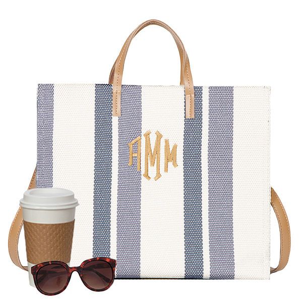 Monogrammed Striped Handbag | Marleylilly