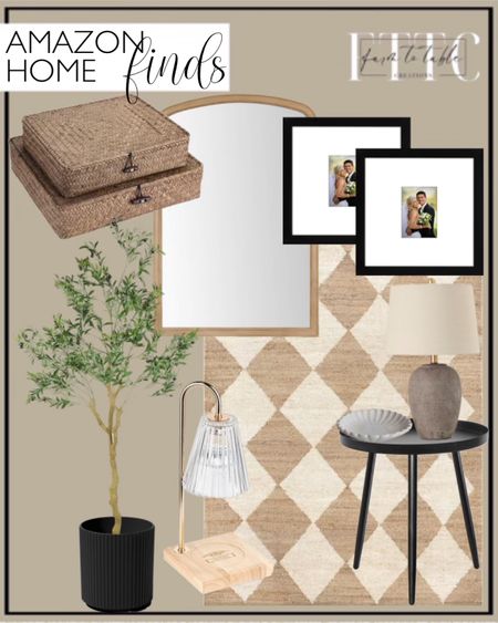 Amazon Home Finds. Follow @farmtotablecreations on Instagram for more inspiration.

Rugs USA x Arvin Olano Louie Diamond Checkerboard Jute Area Rug, 2' x 8', Natural. WallBeyond Arched Wall Mirror Wood Framed, 24" x 36" Rustic Farmhouse Wood Arched Mirror for Bathroom Wall Decor Entryway Living Room. 
Hipiwe Set of 2 Flat Woven Wicker Storage Bins with Lid Natural Seagrass Basket Multipurpose Home Boxes for Shelf Organizer (Coffee). 
Veradek Round Demi Planter Pots for Indoor/Outdoor Garden Use | Made from Plastic & Concrete w/Drainage Holes | Modern Décor for Trees, Flowers, Tall Plant. Nafresh Tall Faux Olive Tree，7ft（84in） Realistic Potted Silk Artificial Indoor with Green Leaves and Big Fruits for Home Office Living Room Bedroom Stairs Foyer Decor. Americanflat 14x14 Black Wedding Signature Picture Frame - Use as 5x7 Picture Frame with Mat or 14x14 Frame without Mat - Wedding Picture Frame with Shatter Resistant Cover (Set of 2). Marycele Candle Warmer Lamp, Electric Candle Lamp Warmer, Gifts for Mom, Bedroom Home Decor Dimmable Wax Melt Warmer for Scented Wax with 2 Bulbs, Jar Candles, Valentines Day Gifts. CADANI Round Side Table, Black Modern End Table, Metal Accent Table for Small Spaces, Living Room, Bedroom, Balcony, Easy Assembly. Nourison 23" Earth Brown Rustic Ceramic Jar Table Lamp for Bedroom, Living Room, Dining Room, Office, with Beige Tapered Drum Shade. Creative Co-Op Decorative Wood Scalloped Edge, White Wash Dish. Amazon Home Finds. Affordable Decor. 

#LTKhome #LTKsalealert #LTKfindsunder50
