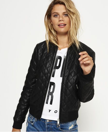 Parisian Quilted Faux Leather Bomber | Superdry UK