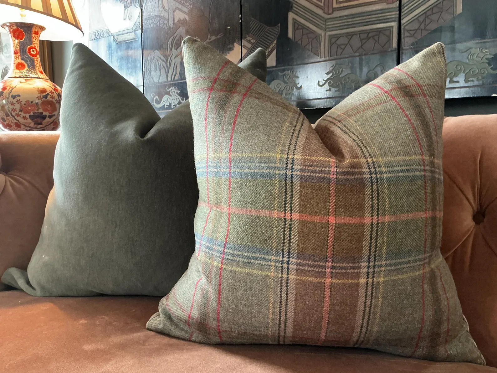 GP and J Baker for Kravet Shetland Plaid in lovat wool by Mulberry -cover(s) | Etsy (Global)