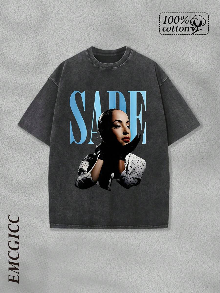 Y2K-Style SADE Headshot Graphic 100% Cotton T-Shirts Feature A Youthful And Fashionable Design. T... | SHEIN