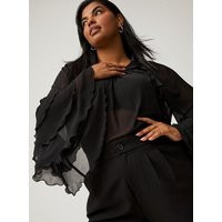 Long Sleeve Ruffle Top in Black | Torrid (US & Canada)