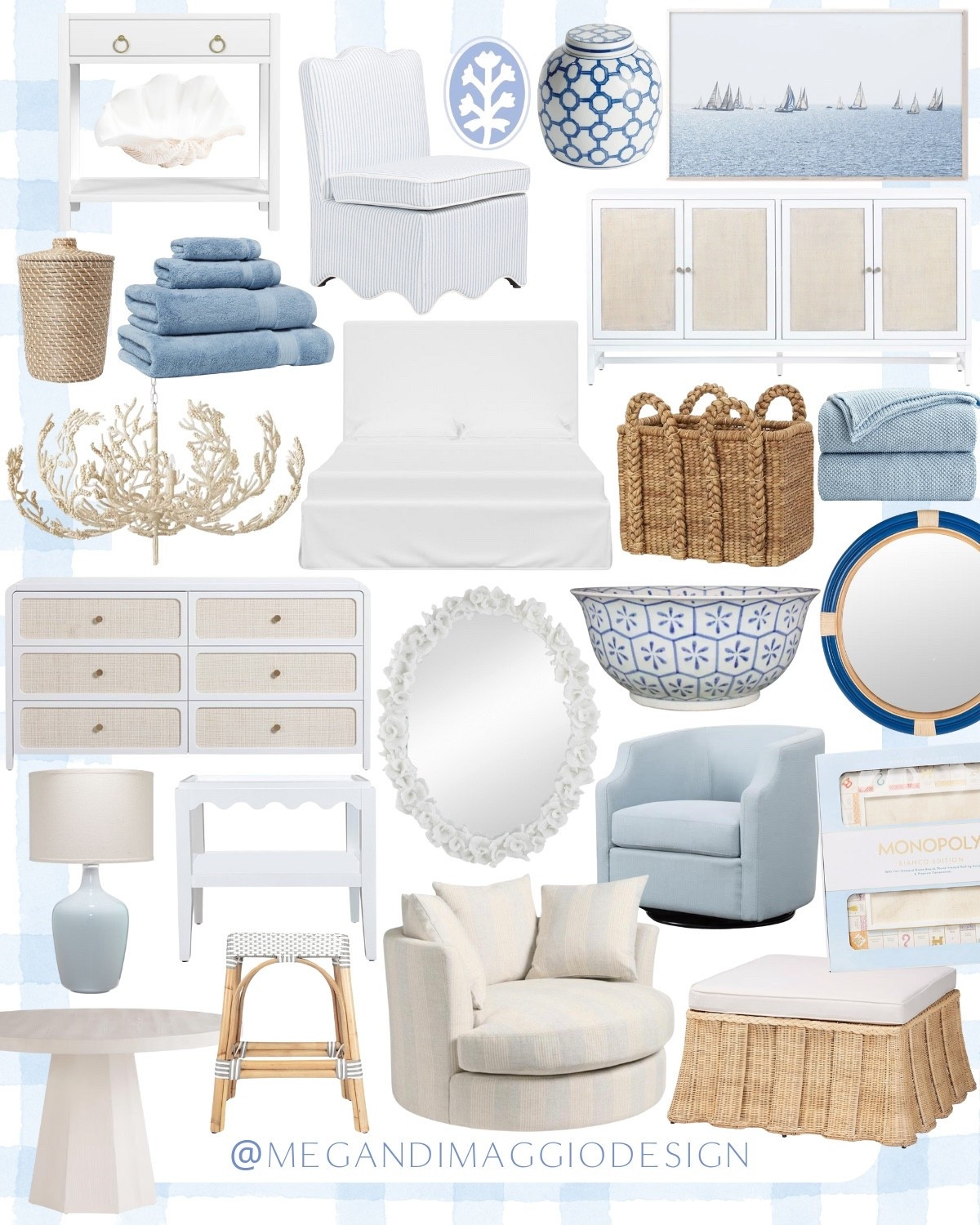 The vibes for our 2026 Beach House down the shore in NJ!! 🙌🏻🌊🤍 It’s got incredible water views so I’m going for calming blues, wicker and white…needless to say I’m ECSTATIC!! 🥹 p.s. with so many Black Friday deals already live, tons of these home pieces are currently on sale!! 

#LTKCyberWeek 

#LTKSaleAlert #LTKHome