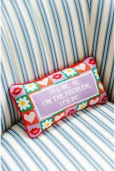 FURBISH Handmade Needlepoint Decorative Throw Pillow, Song Lyrics, Small Embroidered Accent Pillo... | Amazon (US)