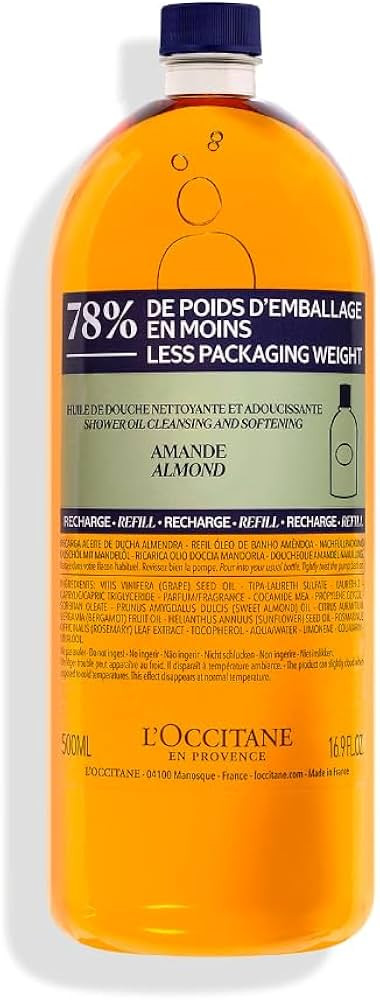 L'Occitane Cleansing & Softening Almond Shower Oil, Body Wash & Shaving Base Purifies & Smooths W... | Amazon (US)