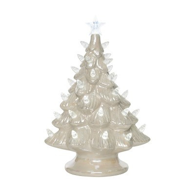 Transpac Small Pearlescent Ceramic Light Up Christmas Tree - Festive Decorative Object for Holiday Cheer | Target