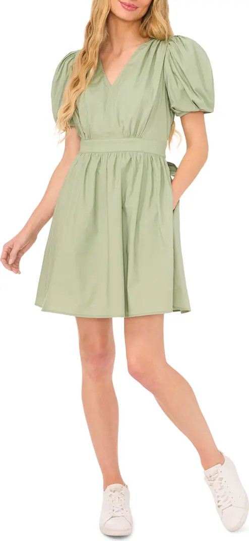 Puff Sleeve Poplin Dress | Nordstrom