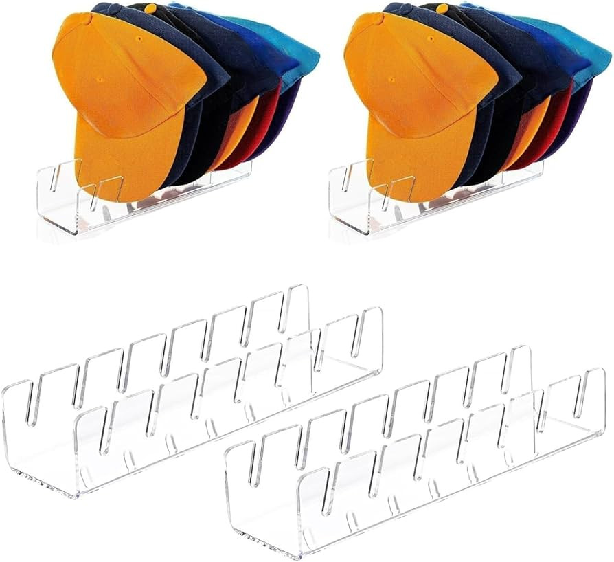 2 Pack Hat Stand for Baseball Caps, No Install Acrylic Hat Holder Organizer and Display, Hat Hold... | Amazon (US)