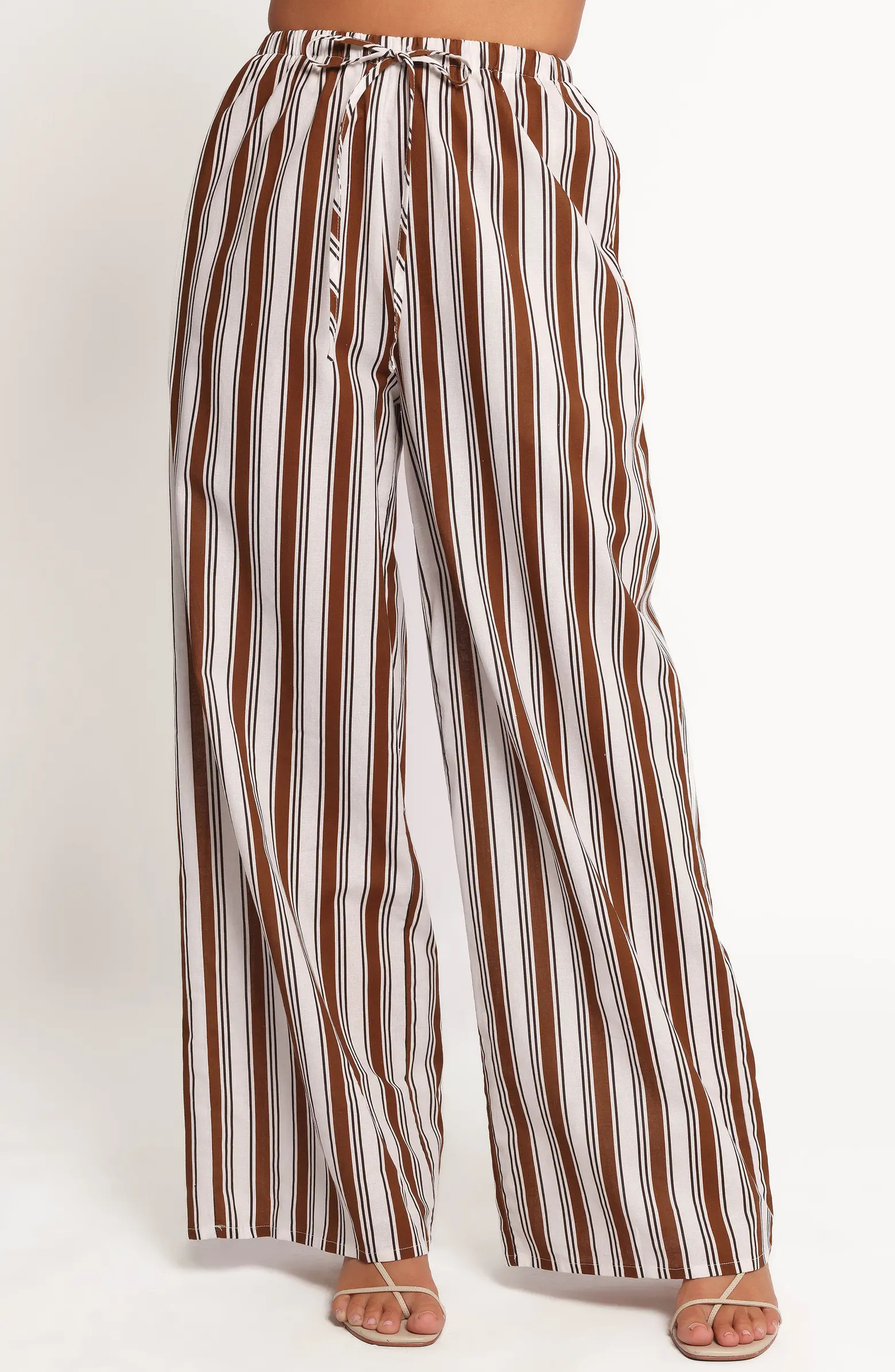 Thalia Stripe Cotton & Linen Wide Leg Pants | Nordstrom