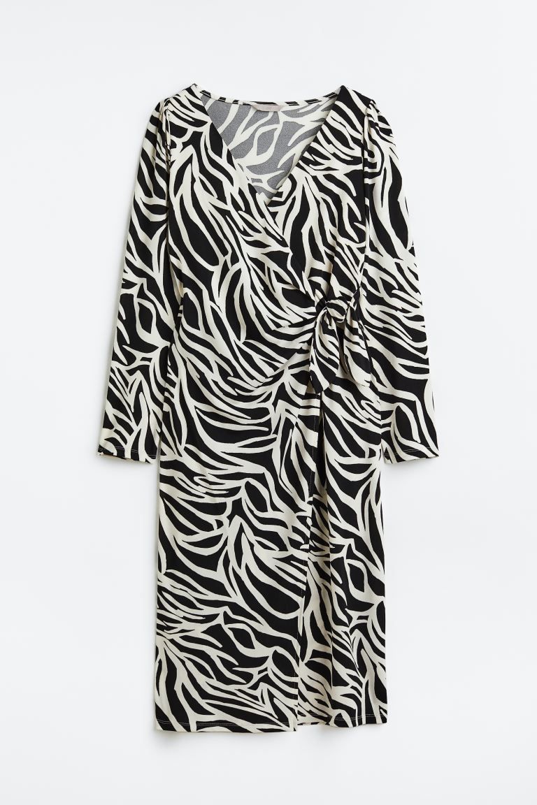 Wrap dress - Black/Patterned - Ladies | H&M GB | H&M (UK, MY, IN, SG, PH, TW, HK)