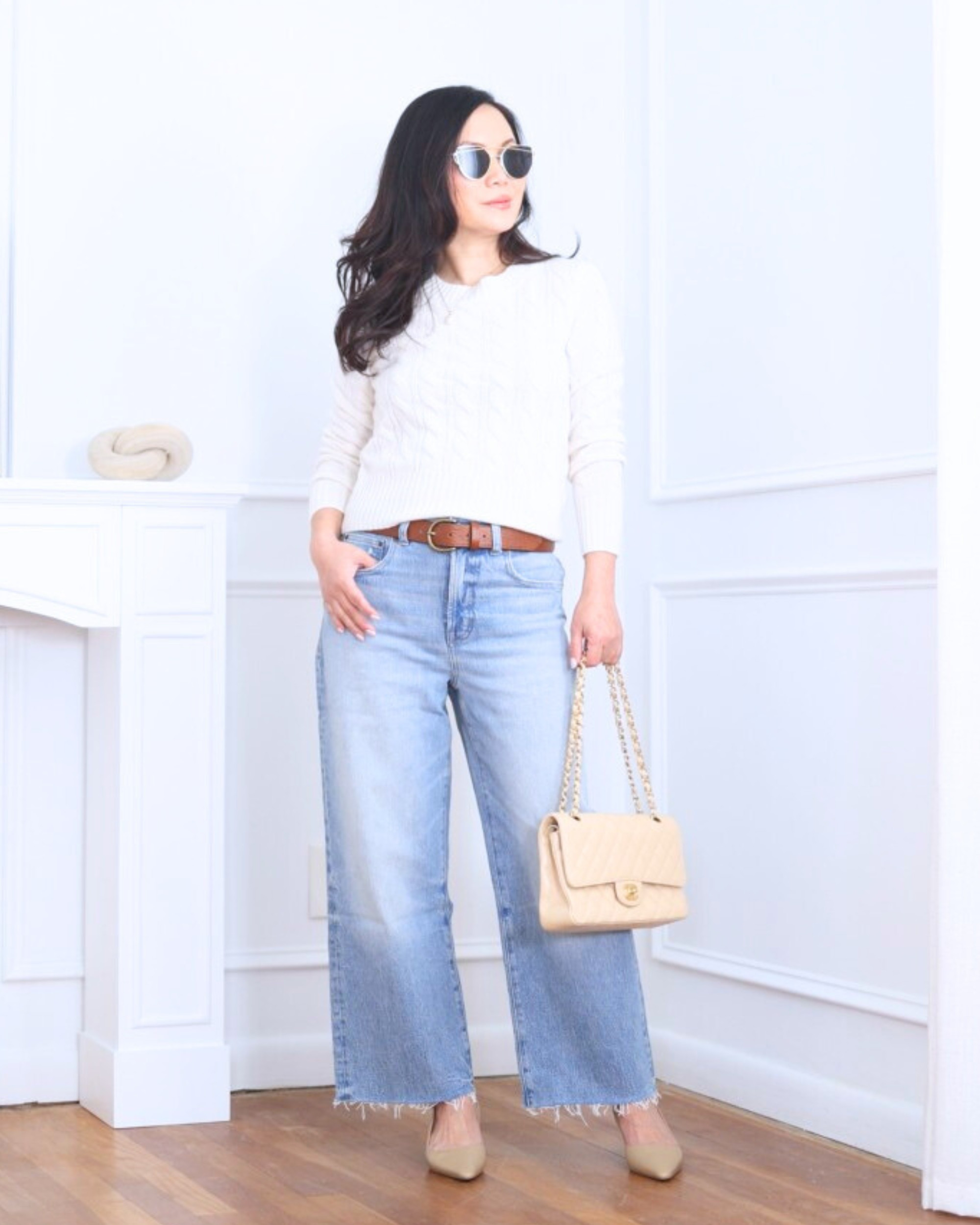 Simple and polished — a shrunken sweater from Quince paired with wide-leg jeans from Madewell and nude slingback pumps. Effortless, flattering, and easy to wear from day to night. I’m 5’2, wearing size XS.

#LTKootd #LTKOver40 #LTKPetite