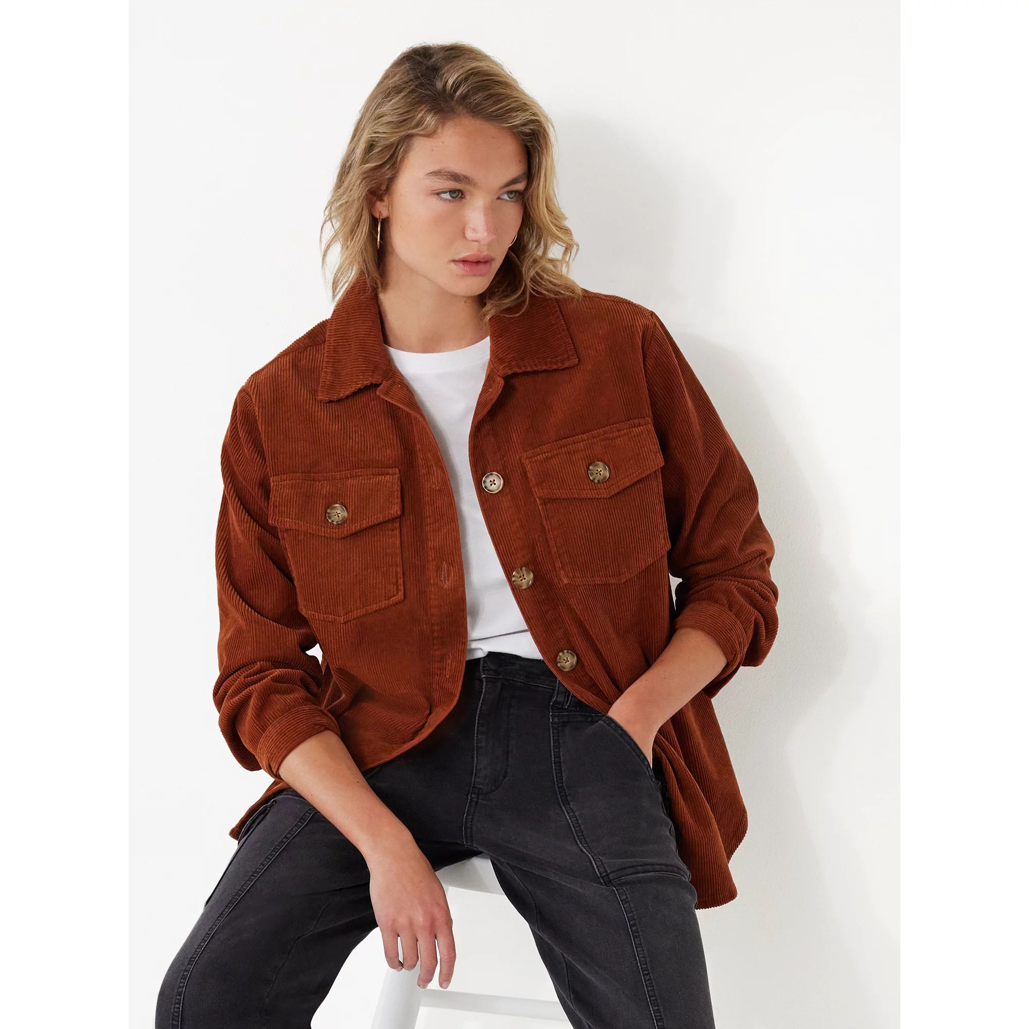 Time and Tru Women's Corduroy Button Down Shacket, Sizes XS-XXXL | Walmart (US)