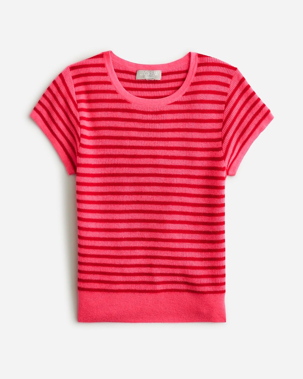 Ribbed featherweight cashmere T-shirt in stripe | J. Crew US