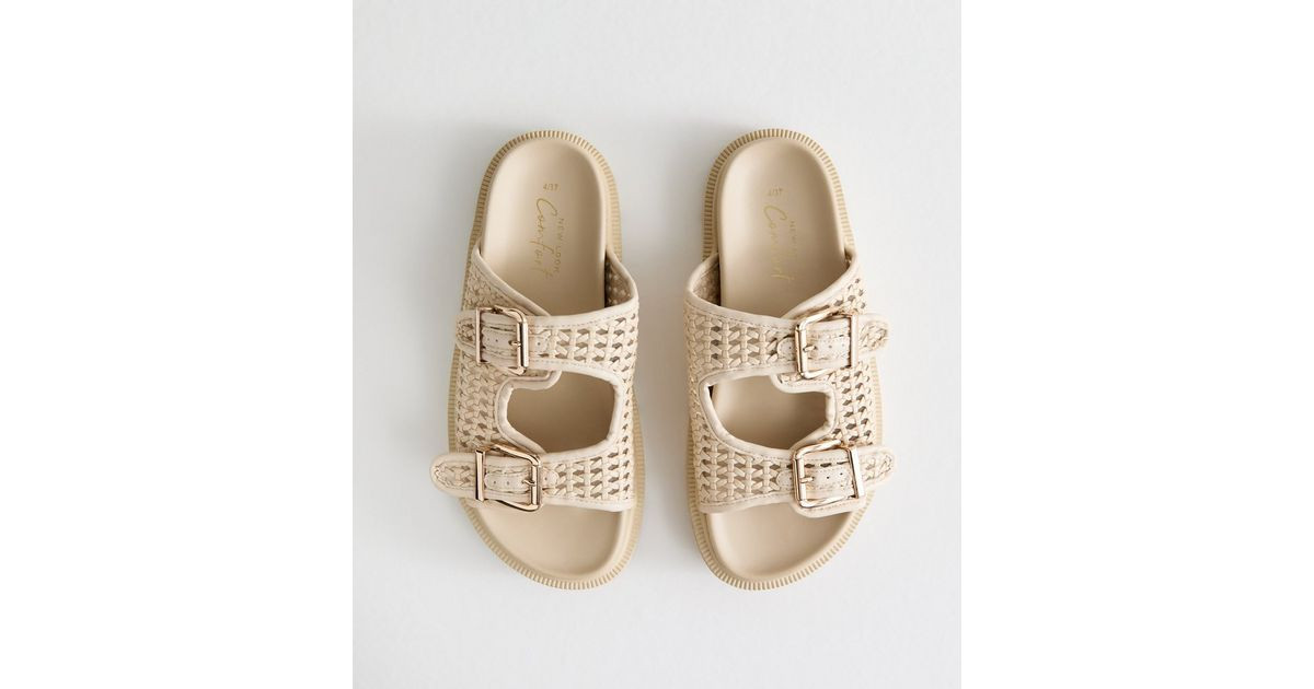 Off White Basket Weave Buckled Strap Sandals
						
						Add to Saved Items
						Remove from Sa... | New Look (UK)