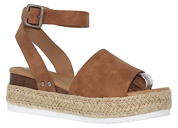 MVE Shoes Women's Stylish Platform Strappy Closed Toe Espadrille Sandal | Amazon (US)