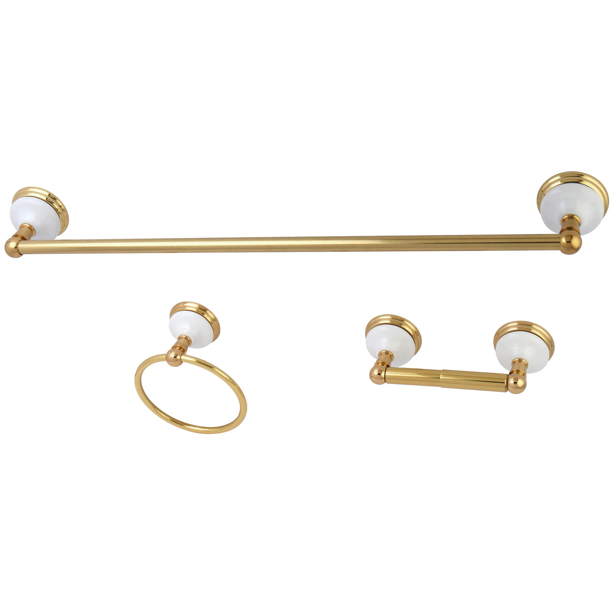 Kingston Brass 3 -Piece Victorian Polished Brass Decorative Bathroom Hardware Set Towel Bar, Toilet Paper Holder, Towel Ring Included one_size | Lowe's