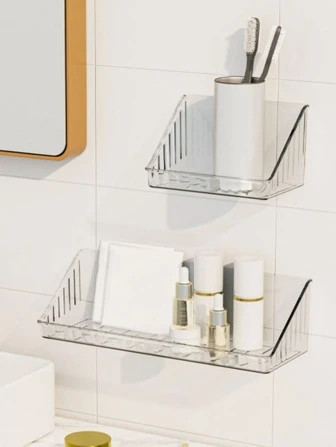 1pc PET-opbergrek, minimalistisch helder wandgemonteerd opbergrek voor badkamer | SHEIN