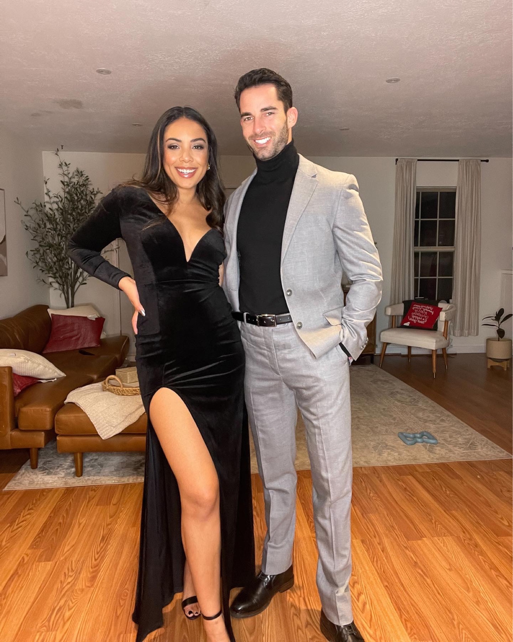 Black winter dress and grey suit 