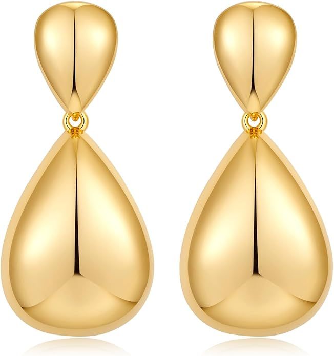 FAMARINE Gold Teardrop Earrings for Women Gold Dangle Earrings Women Vintage Drop Earrings | Amazon (US)