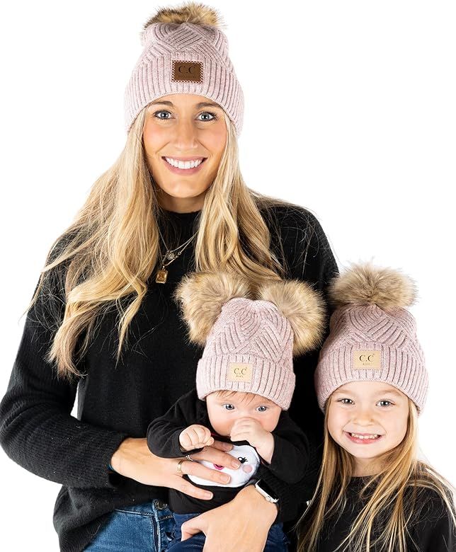 Funky Junque Mommy and Me Beanies Women Kids Toddler Infant Mom and Baby Matching Christmas Outfi... | Amazon (US)
