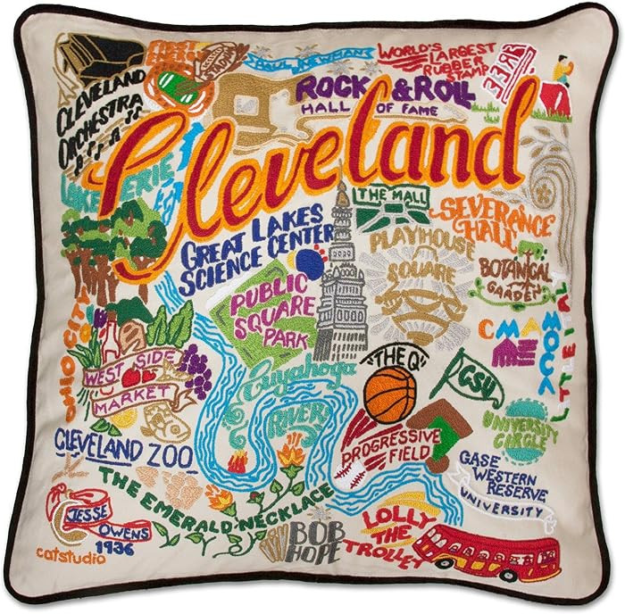Catstudio Cleveland Hand Embroidered Decorative Throw Pillow | Amazon (US)