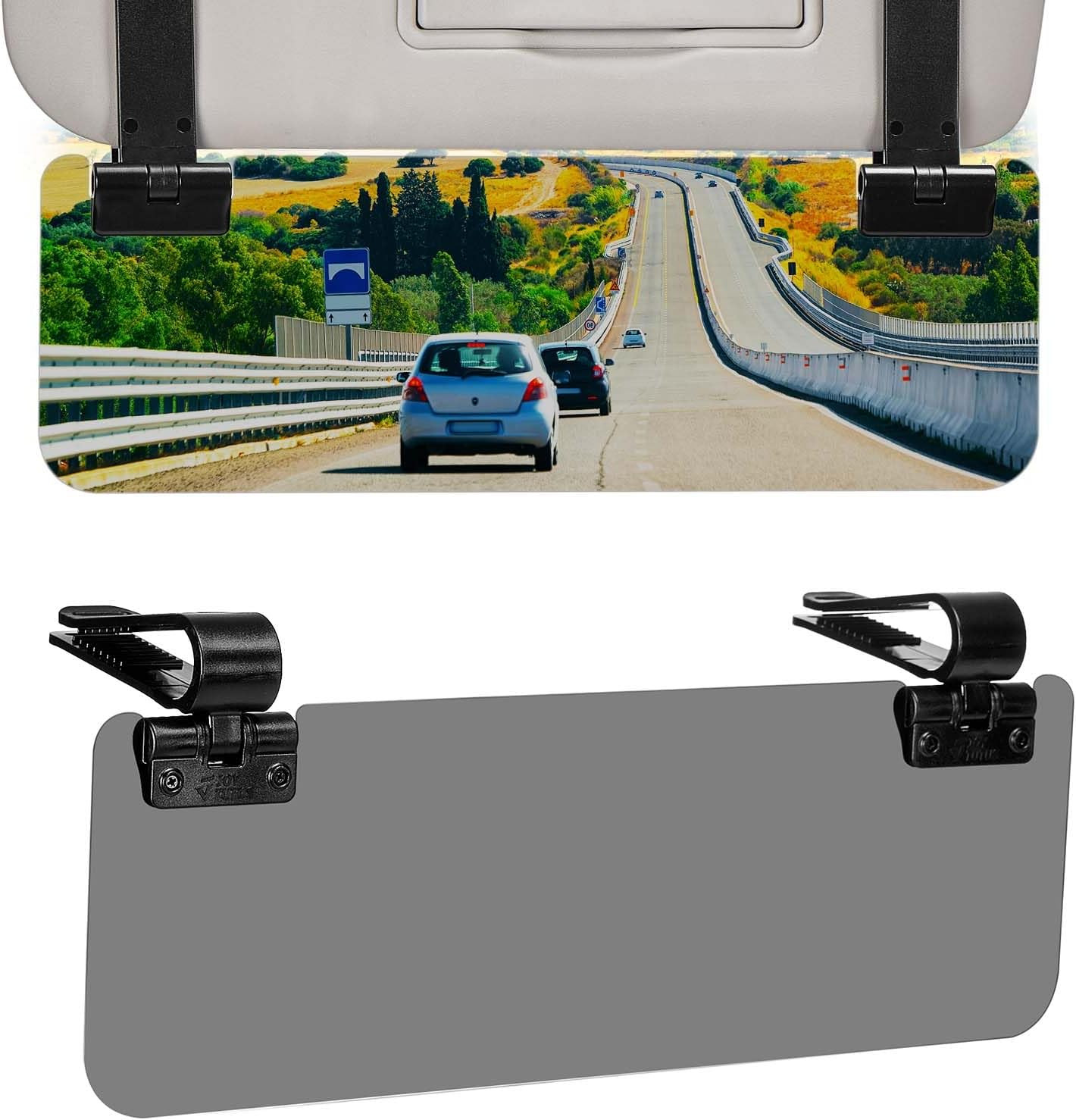 JOYTUTUS Sun Visor Extender for Cars, Polarized Sun Visor Extender Universal Sun Blocker UV400, Adjustable Visor Extension for Car Visor,Double-Clip,Anti Glare Stray Light | Amazon (US)
