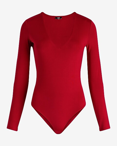 Body Contour Compression V-Neck Long Sleeve Bodysuit | Express