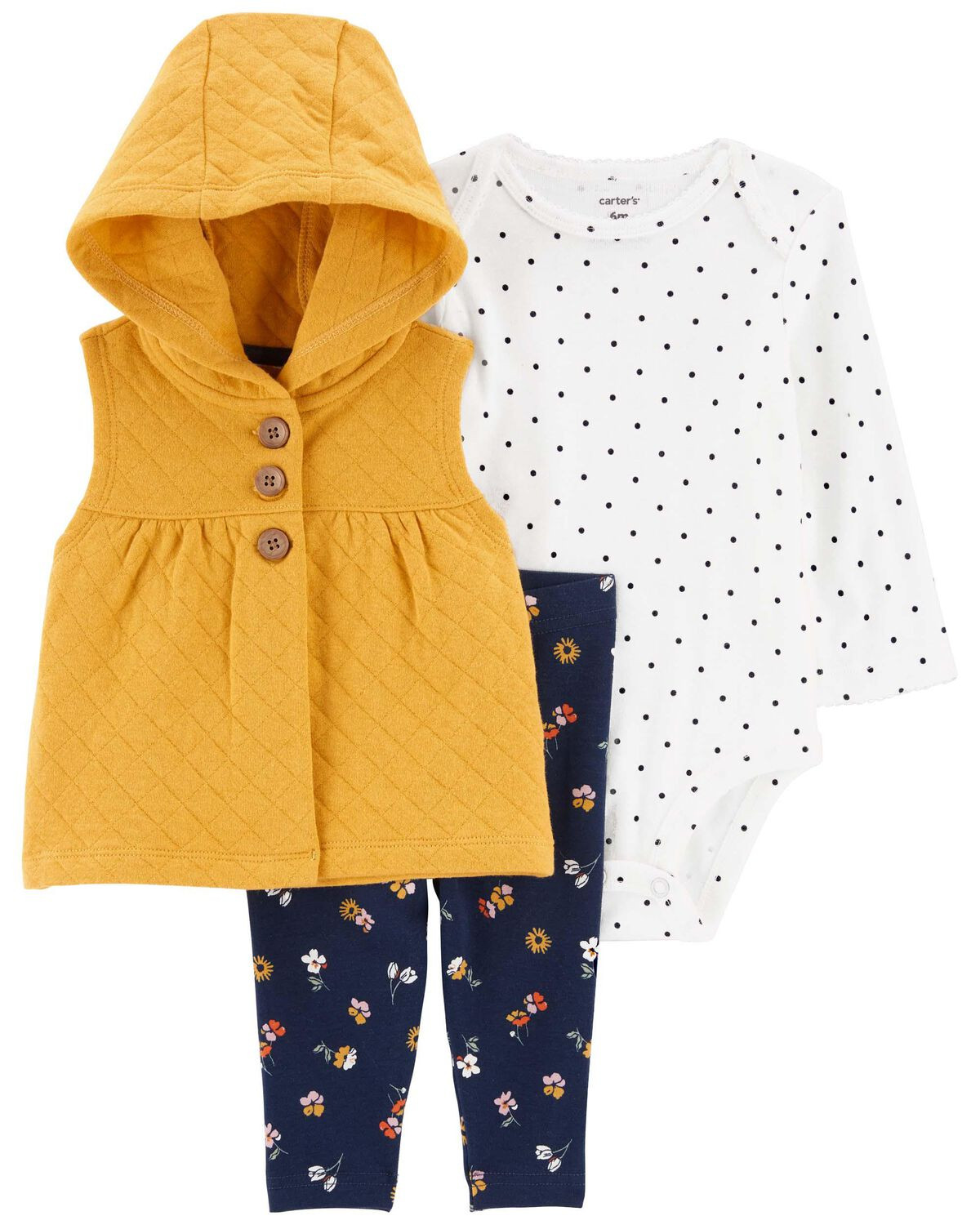Multi Baby 3-Piece Hooded Little Vest Set | carters.com | Carter's