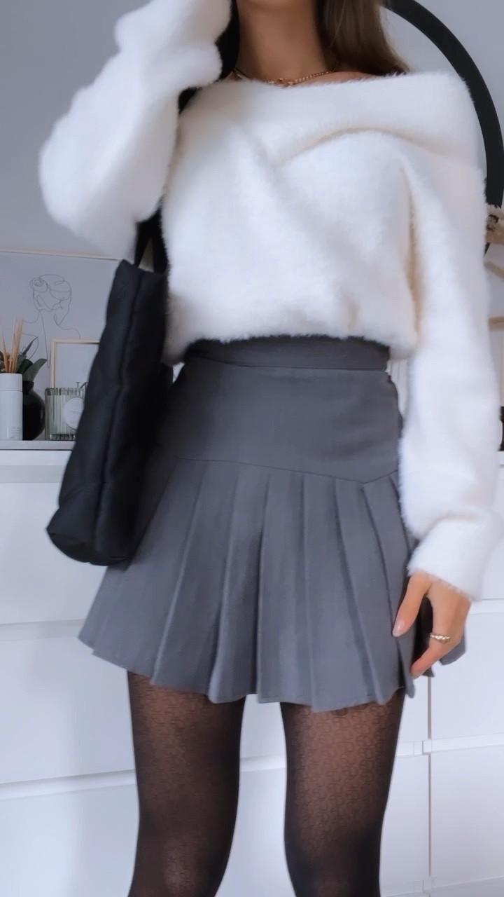 Cute soft girl outfit idea for Autumn/Fall season 🍂💕🛍️at checkout Shein code: sweetinstabella15

Grey pleated skirt, off shoulder white fuzzy sweater, black tote bag, pattern black tights, heeled lace black ankle boots. 

- autumnoutfitinspo 
- ootdguide 
- autumnoutfits 
- tightsoutfit 
- falloutfitinspo 
- falloutfitideas 
- autumnvibes 
- fallfashion 
- pleated skirt outfit 



#LTKeurope #LTKstyletip #LTKVideo