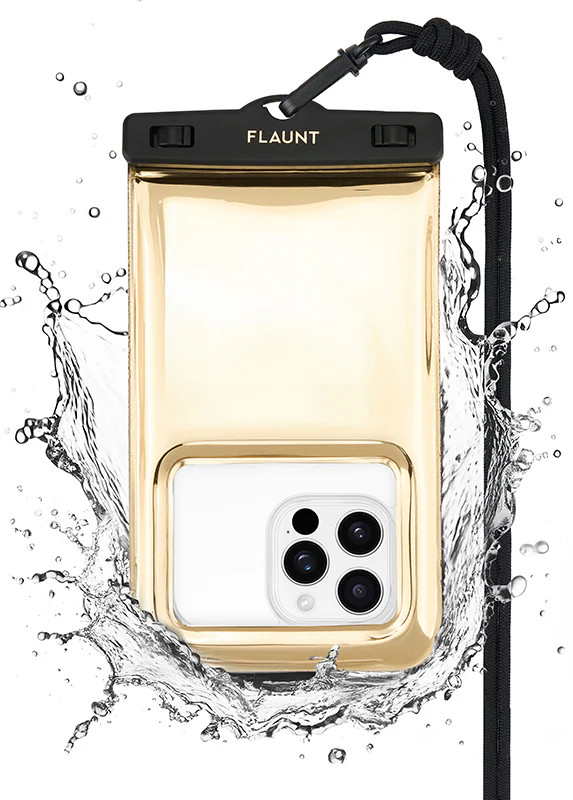 Gold Metallic Waterproof Phone Pouch | FLAUNT