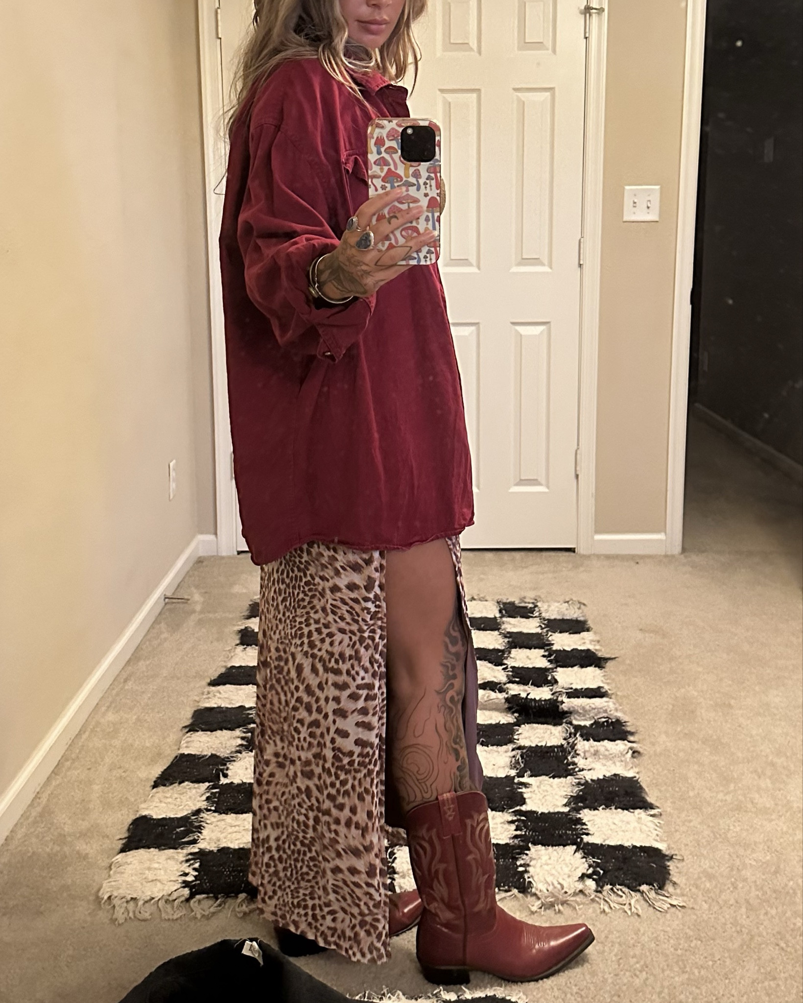 Perfect fall dinner outfit. Dress and cowboy boots combo❤️‍🔥

Dress - Size 8(needed a size 4 or 6)
Leather jacket - Size 4
Button up - is thrifted wrangler, i couldn’t find it on here but tagged similar 

#fallfashion
#fallstyle
#fallstyleinspo

#LTKStyleTip #LTKShoeCrush #LTKSeasonal