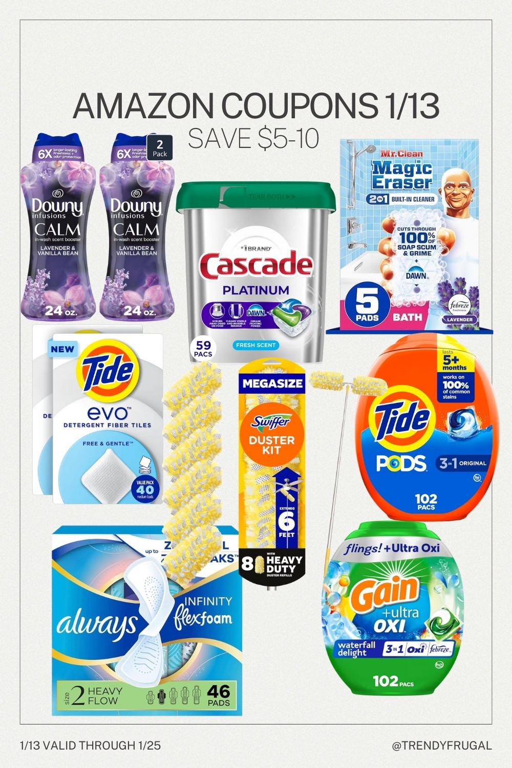 Coupons and savings on SO many popular brand name household essentials. Ride, Gain, Swiffer, Downy, Mr Clean and more 

#LTKHome #LTKSaleAlert #LTKFindsUnder50