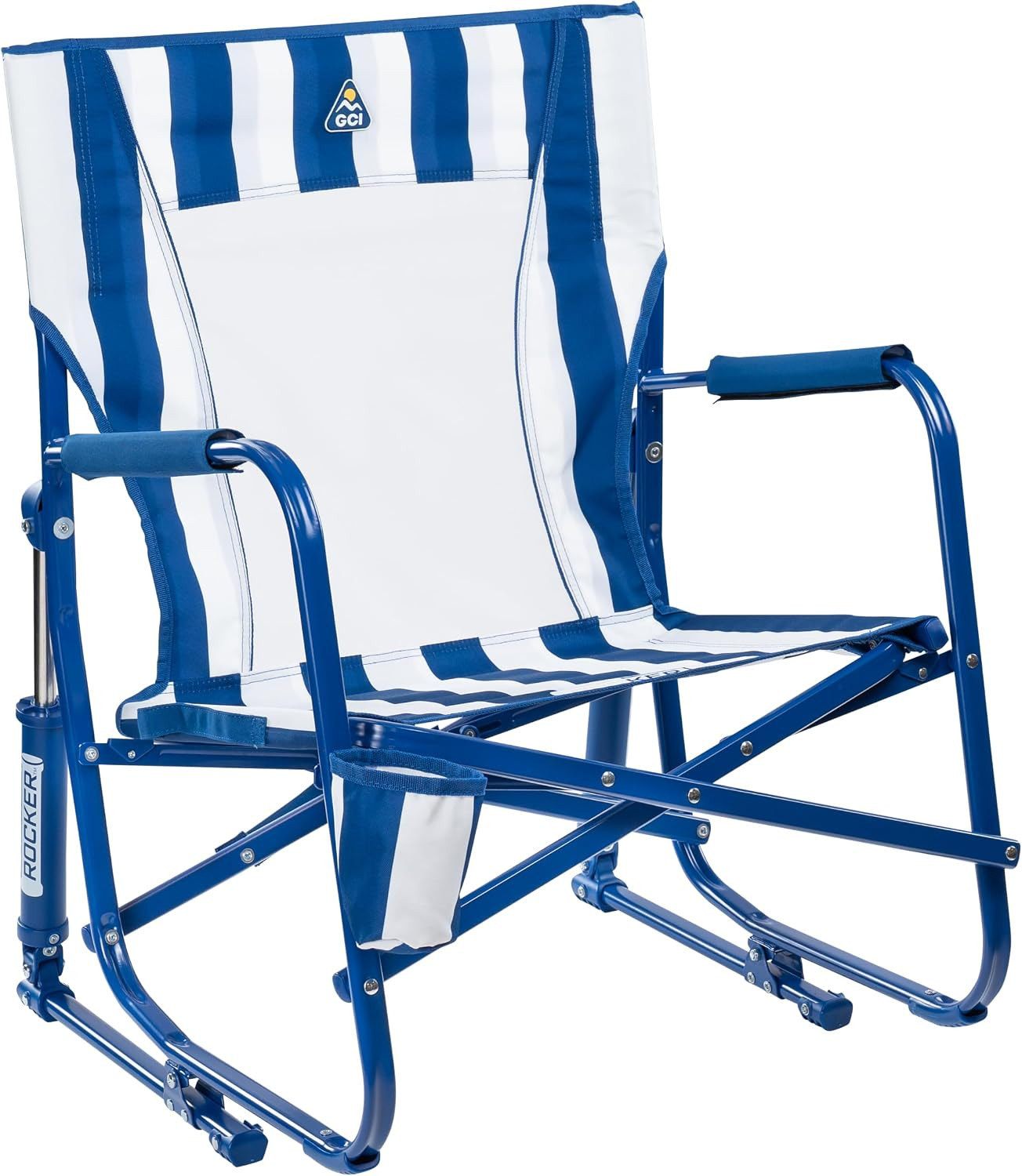 GCI Outdoor Beach Rocker | Folding Beach Chair & Portable Rocking Chair - Soft Navy Stripe | Amazon (US)