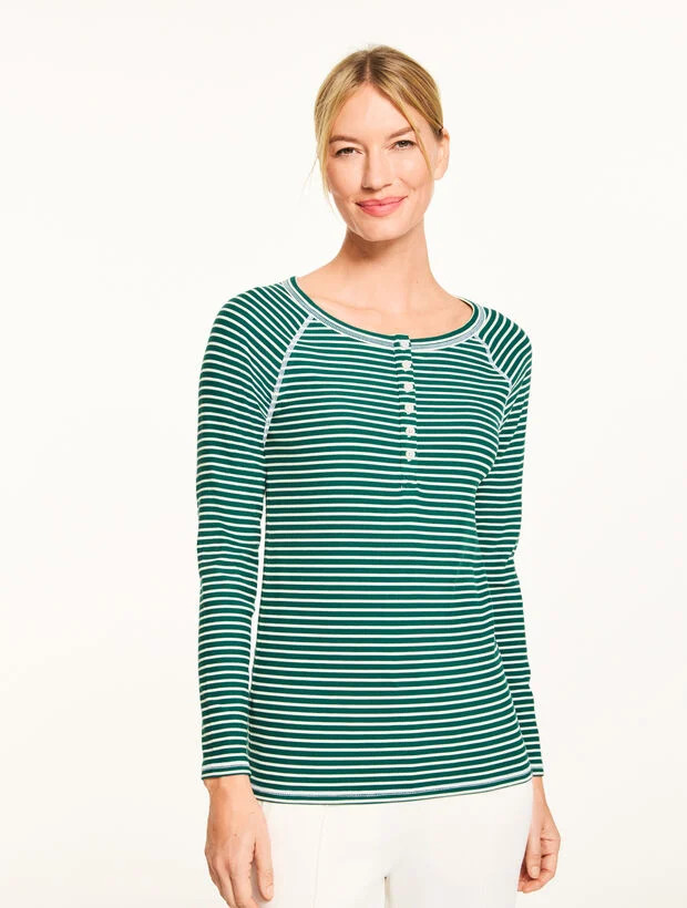 Ribbed Henley Tee - Wimbledon Stripe | Talbots