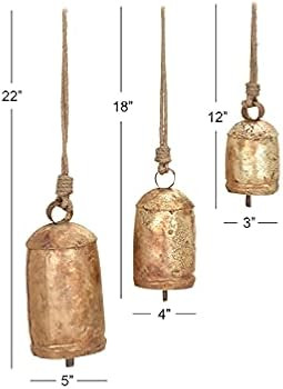 Amazon.com: Deco 79 Metal Cylinder Decorative Cow Bell with Jute Hanging Rope, Set of 3 5", 4", 3... | Amazon (US)