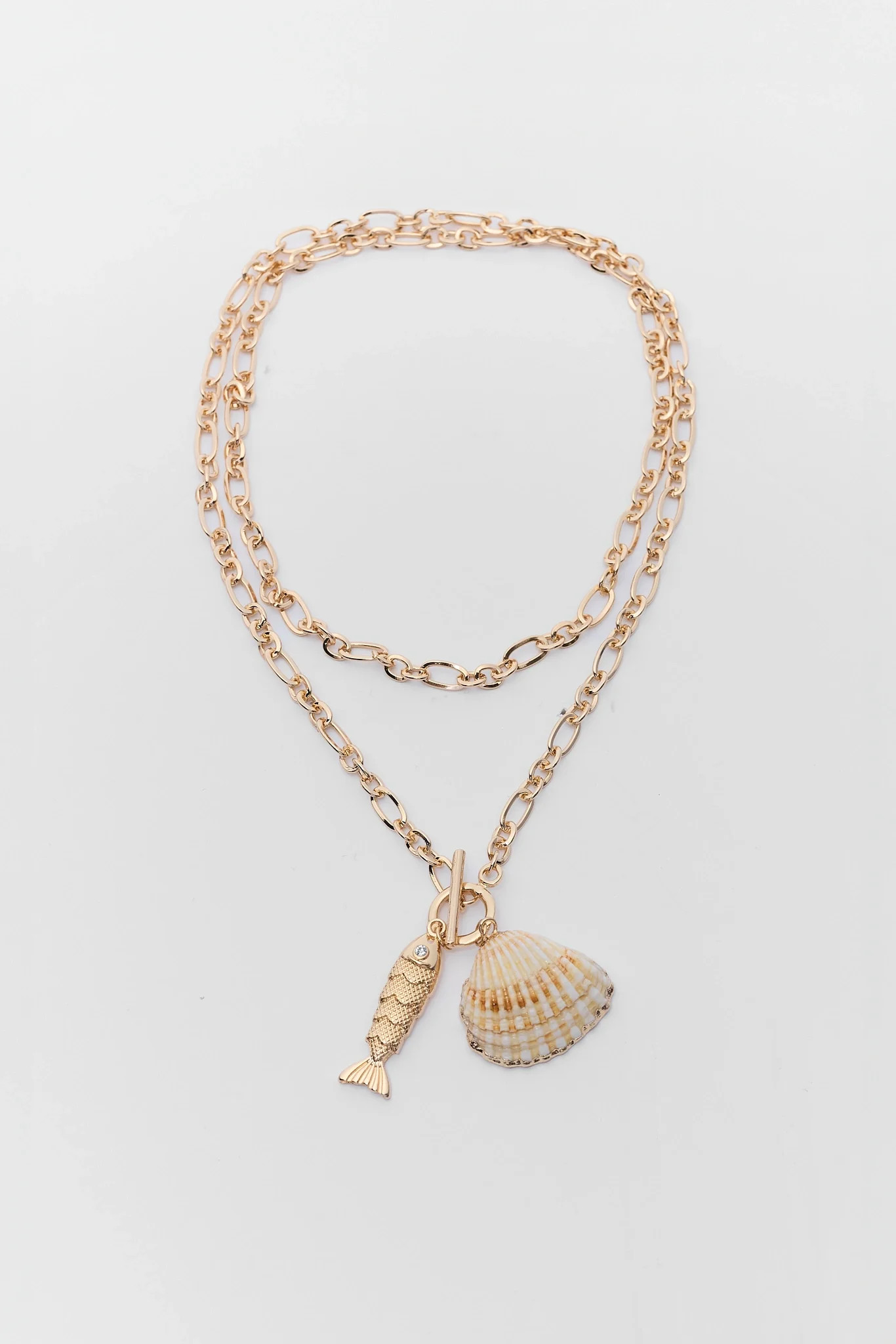 Gold Chain Shell Charm Necklace | Avara