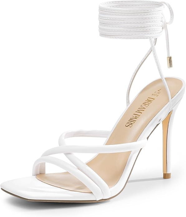 DREAM PAIRS Heels for Women Strappy High Stiletto Lace Up Heeled Sandals Square Open Toe Heels fo... | Amazon (US)