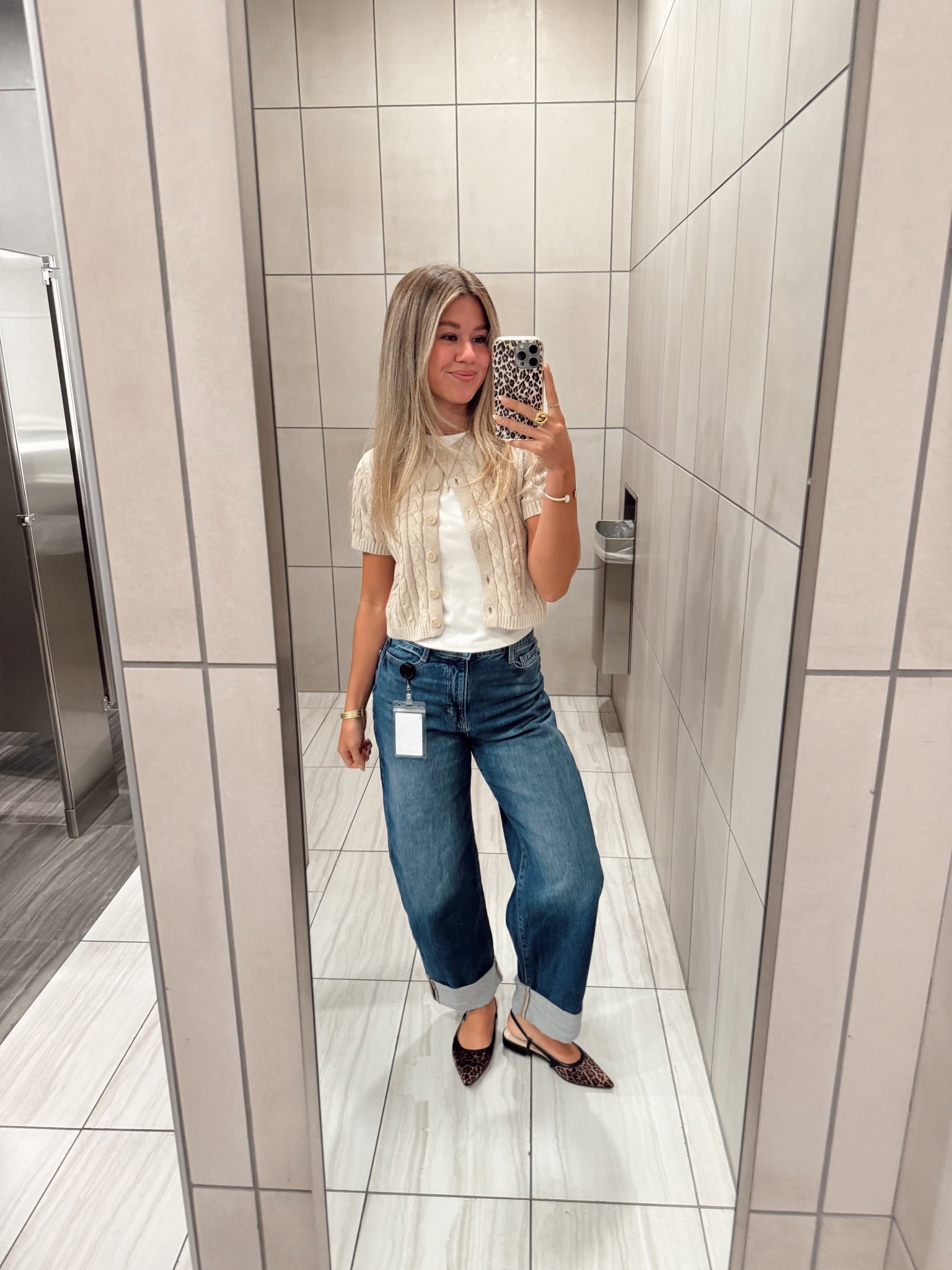 summer office outfit | barrel jeans outfit | casual workwear | summer workwear | summer to fall office outfit | transitional workwear | cheetah flats 

#LTKPlusSize #LTKWorkwear #LTKShoeCrush