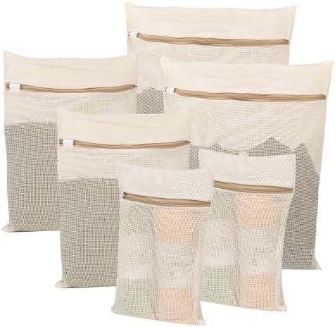 6-Piece Bag, Durable Cotton Mesh Laundry Bag, Sturdy Zipper, Breathable Mesh, Exquisite Laundry B... | Amazon (US)