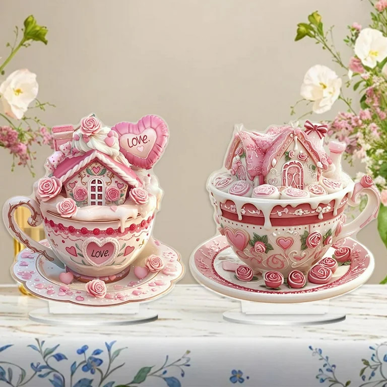 Fwttom Valentine's Day Coffee Mug, Cute Cupcake Shape Coffee Cups with Lids, Heart Design Mugs fo... | Walmart (US)