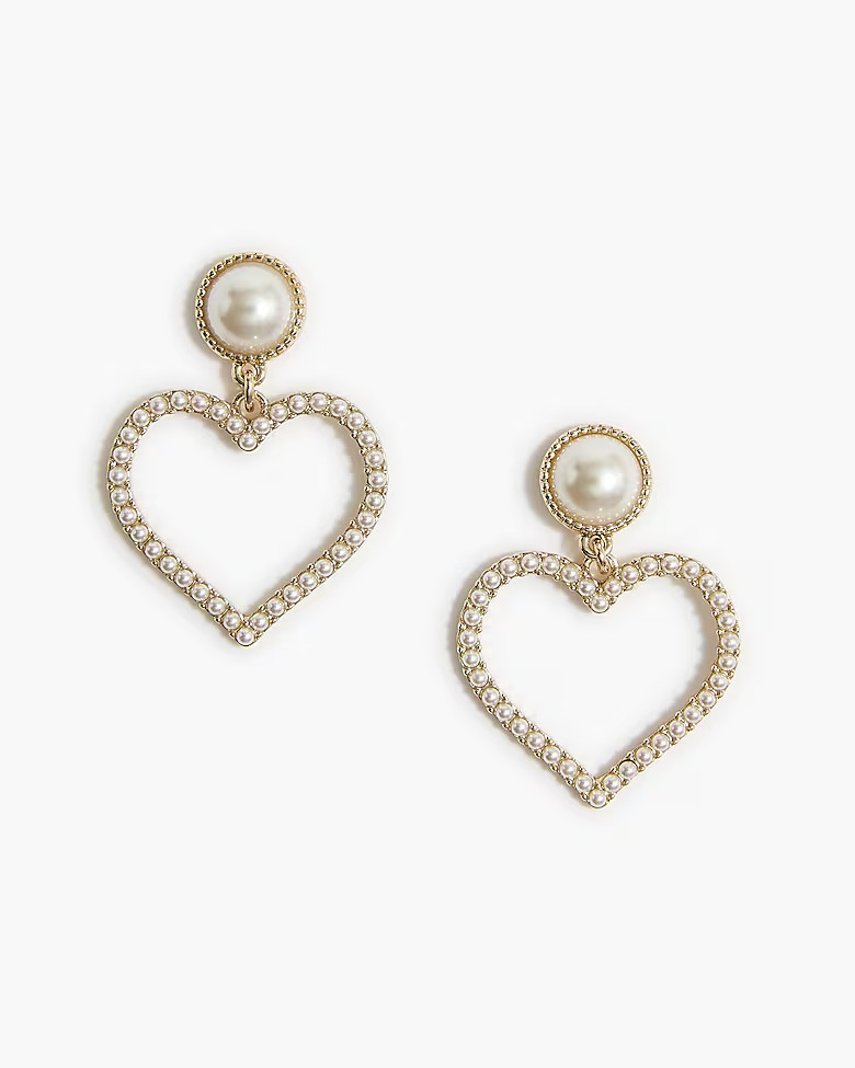 Pearl heart statement earrings | J.Crew Factory