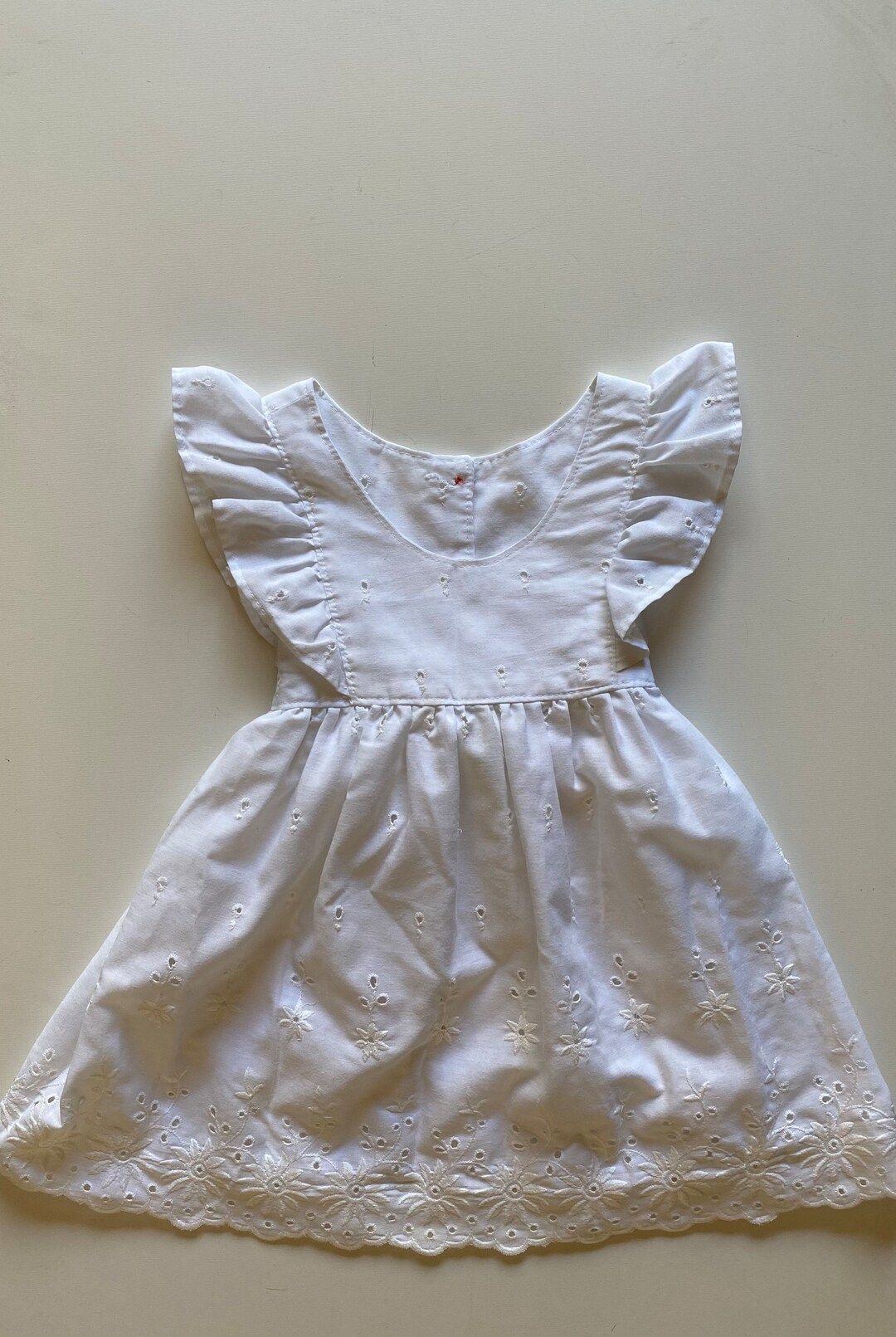 80s Kids White Eyelet Lace Pinafore Dress Layered Prairie Apron Dress Tie Back Dress Two Sizes Av... | Etsy (US)