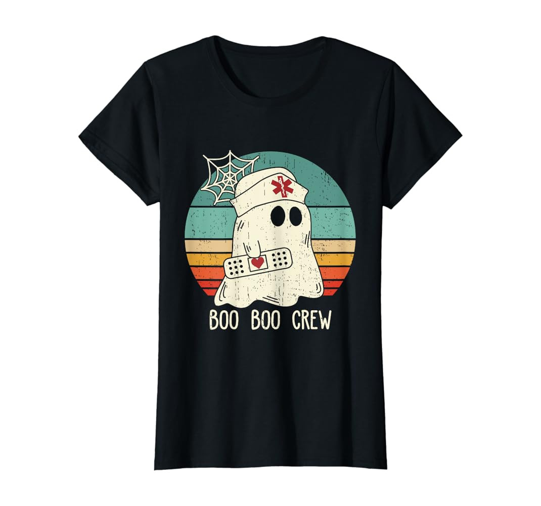Groovy Boo Boo Crew Nurse Funny Ghost Women Halloween Nurse T-Shirt | Amazon (US)