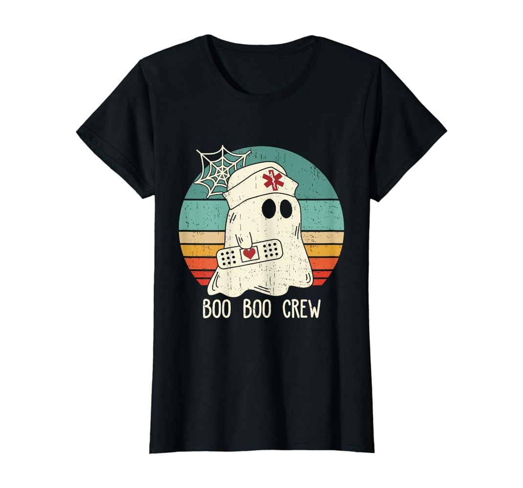 Groovy Boo Boo Crew Nurse Funny Ghost Women Halloween Nurse T-Shirt | Amazon (US)