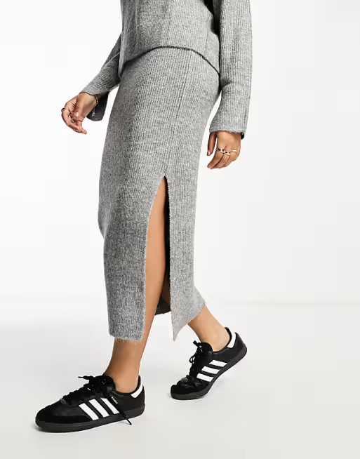 ASOS DESIGN knitted midi skirt in gray - part of a set | ASOS | ASOS (Global)