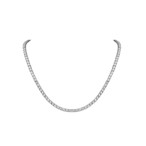 Belacqua 2 Carat Round Lab Grown Diamond Tennis Necklaces in Sterling Silver, Chain Length 16.5 I... | Amazon (US)